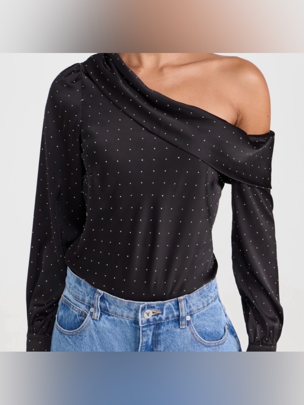 Astr the Label Off the Shoulder Black Long-Sleeve Top, size M